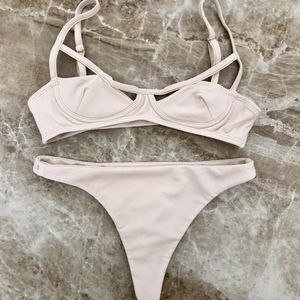 Siempre Golden Gemini Top and Bottom Bikini Set, size Small